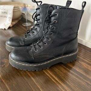 Black Leather Combat Boots
